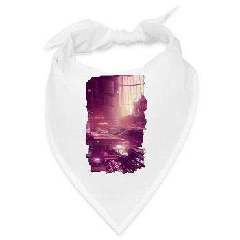 Lila futuristische Stadt - Bandana - Weiß - Vorne