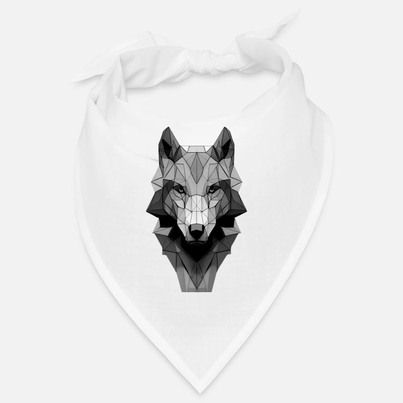 Polygon Design Wolf tête d’animal noir blanc Bandana