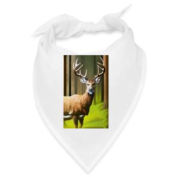 Cooles Comic-Porträt eines wilden Damhirsches majestätisch - Bandana - Weiß - Vorne