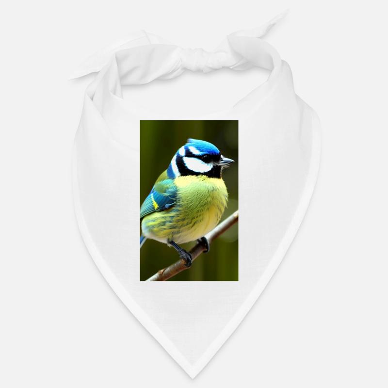 Cool Comic Portrait d’une mésange bleue majestueuse - Bandana - blanc