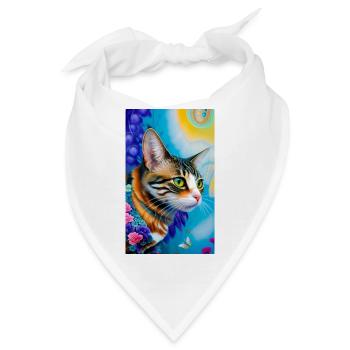 Wunderbare kurzhaarige Hauskatze - Bandana - Weiß - Vorne