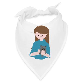 Katze sitzt in menschlicher Handfläche3 - Bandana - Weiß - Vorne