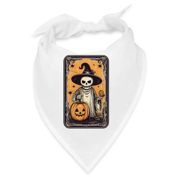 Tarot Hexen Skelett Karte mit Kürbis - Bandana - Weiß - Vorne