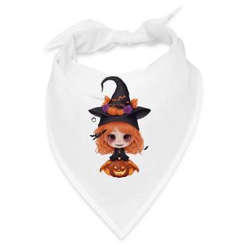 Helloween Kürbis Hexe - Bandana - Weiß - Vorne