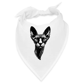 Katzengesicht: Übel grinsend - Bandana - Weiß - Vorne