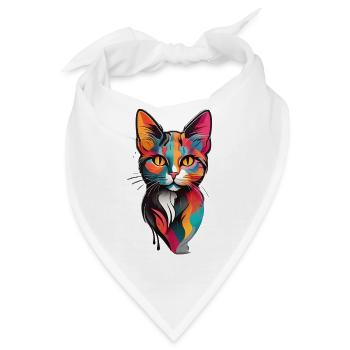 colorful cat face - Bandana - Weiß - Vorne