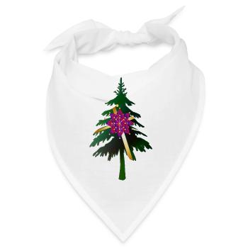 Christbaum oder Weihnachtsbaum & Geschenkschleife - Bandana - Weiß - Vorne