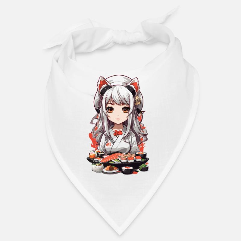 Kawaii Anime Sushi Master with Cat Ears Bandana