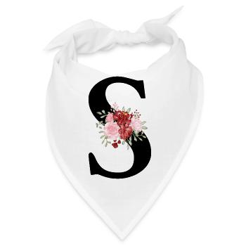 Roter Blumenbuchstabe S - Bandana - Weiß - Vorne