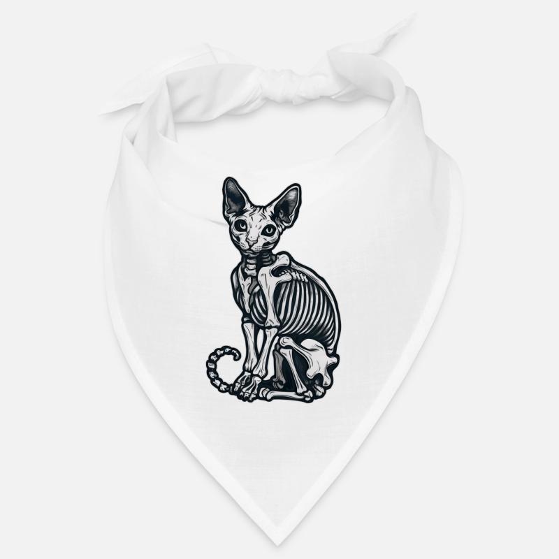 Katze Sphinx Skelett Tattoo - Bandana - Weiß