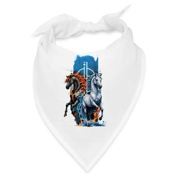 Ätherische Harmonie: Majestätisches Wasser- und Feuerpferd - Bandana - Weiß - Vorne
