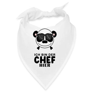 Chef Spruch Anführer Panda Motiv - Bandana - Weiß - Vorne