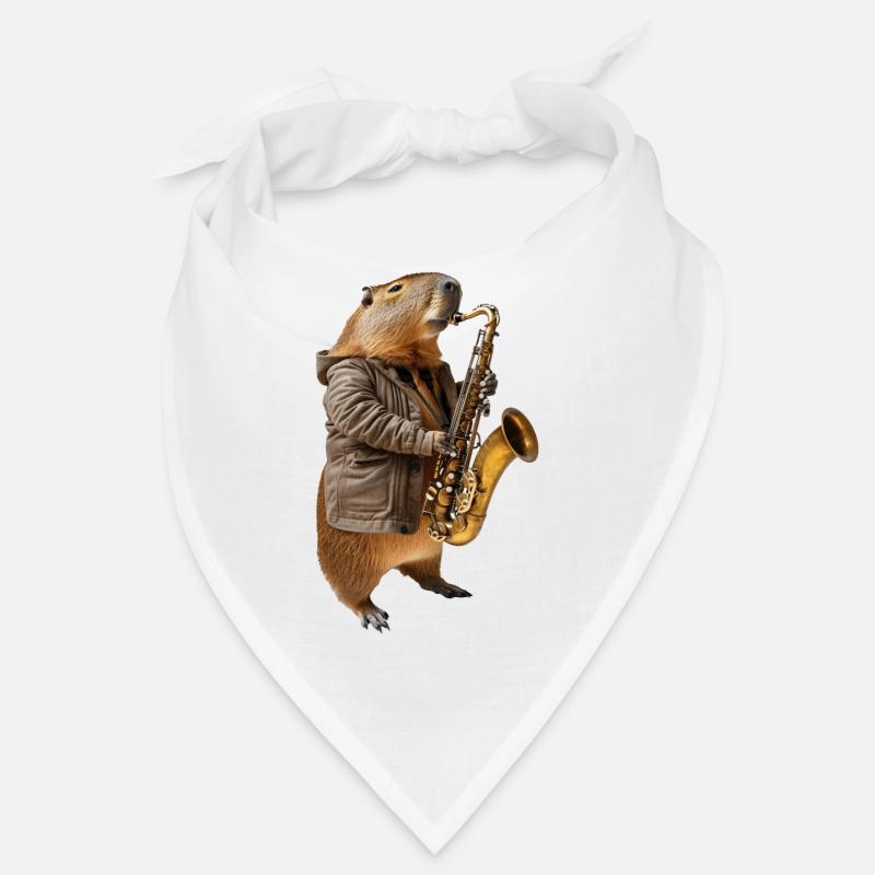Capybara Saxophon - Bandana - Weiß