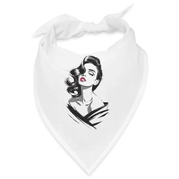Zeichnung einer hübschen Frau - Bandana - Weiß - Vorne