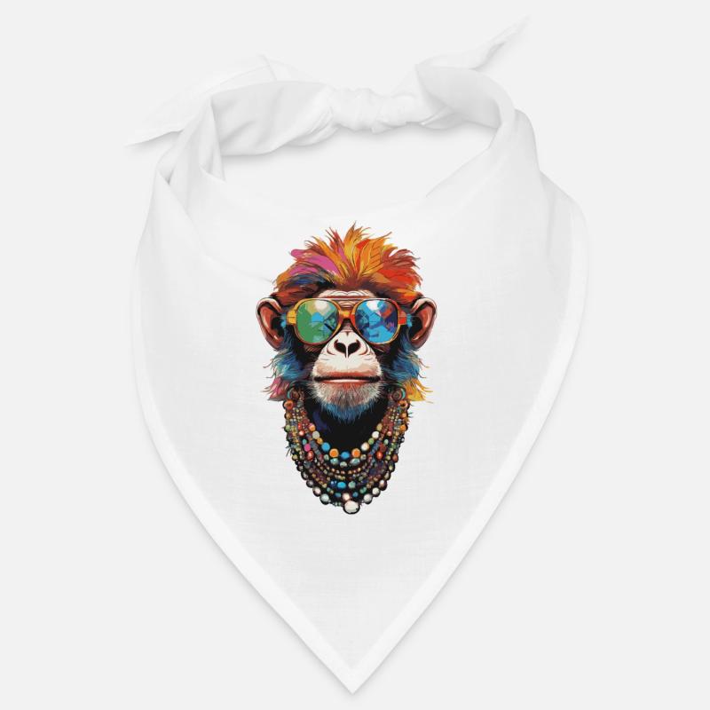 Singe coloré - Bandana - blanc