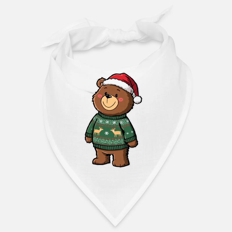 Ours mignon avec pull de Noël Bandana