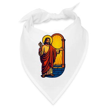 Auferstandener Christus mit Schlüssel, Jesus Kunst - Bandana - Weiß - Vorne