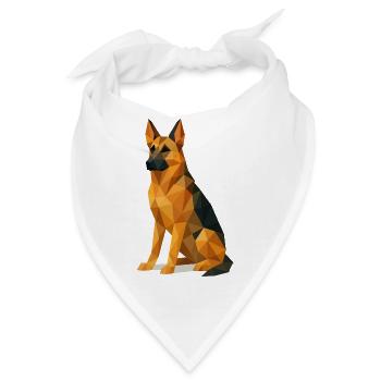 Deutscher Schäferhund in Low Poly - Bandana - Weiß - Vorne