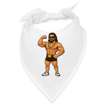 Wrestler mit Goldkette - Bandana - Weiß - Vorne