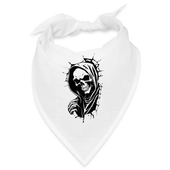 Skull mit Hoodie Design Halloween Grusel - Bandana - Weiß - Vorne