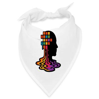 Regenbogen Pixel Schmelz Porträt - Bandana - Weiß - Vorne