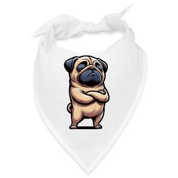 Mops Möpse Mopsbesitzer Mopsliebhaber Mopshalter - Bandana - Weiß - Vorne