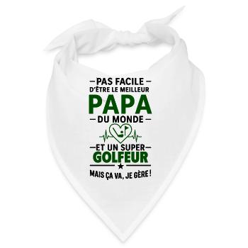 Herz + Golf – Super Papa Golfer - Bandana - Weiß - Vorne