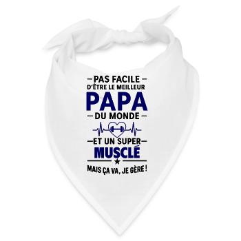 Herz + Krafttraining – Muskulärer Super-Papa - Bandana - Weiß - Vorne