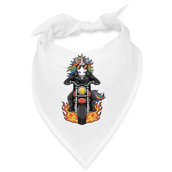 Cool Biker Unicorn Motorrad Flammen - Bandana - Weiß - Vorne