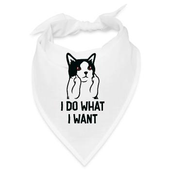Lustige Katze – Ich mache, was ich will - Bandana - Weiß - Vorne