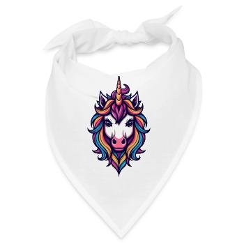 Regenbogen Einhorn Kopf - Bandana - Weiß - Vorne