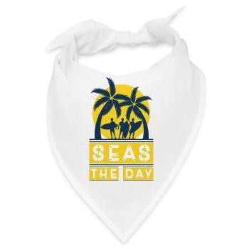 Seas The Day Surfer Palmen Silhouette - Bandana - Weiß - Vorne