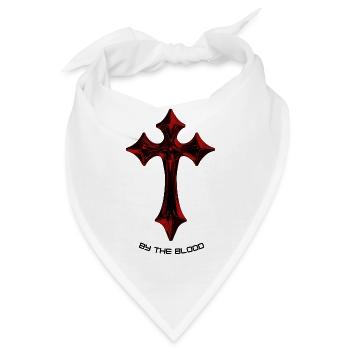 Rotes Gothic Kreuz-Talisman - Bandana - Weiß - Vorne