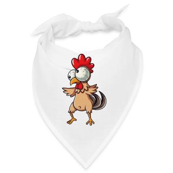 Süßes Cartoon Huhn Clumsy Henne Hahn mit großen  - Bandana - Weiß - Vorne