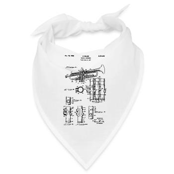 Trompete – Technische Zeichnung Vintage-Patent - Bandana - Weiß - Vorne