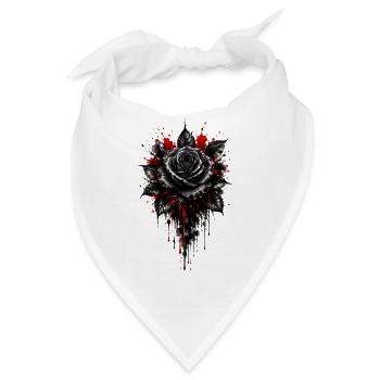 Rose, Schwarze Rose, Rose & Blumen - Bandana - Weiß - Vorne