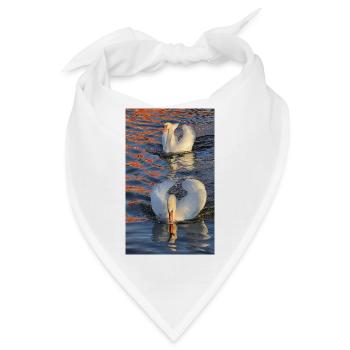 Schwäne im Farbspiel - Bandana - Weiß - Vorne