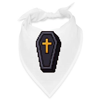Pixel-Sarg mit goldenem Kreuz - Bandana - Weiß - Vorne