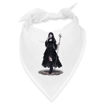 Gothic Hexenkönigin mit Stab - Bandana - Weiß - Vorne