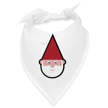 Gnom mit rotspitzem Hut - Bandana - Weiß - Vorne