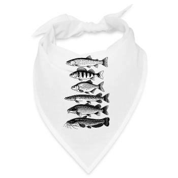 Fischarten Angler Motiv Fische angeln Wasser - Bandana - Weiß - Vorne