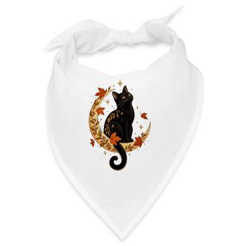 Black Cat Hugging Pumpkin - Bandana - Weiß - Vorne
