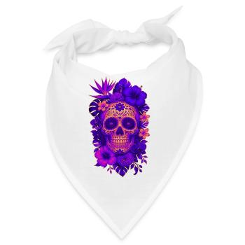 Halloween Sugar Skull Sugarskull lila - Bandana - Weiß - Vorne