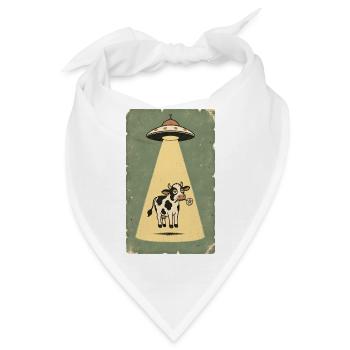 Gelassene Kuh im UFO Strahl - Bandana - Weiß - Vorne