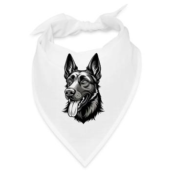 Belgischer Malinois-Hundekopf - Bandana - Weiß - Vorne