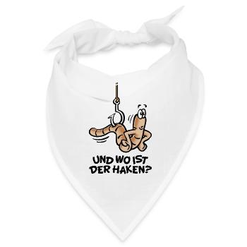 Angler Spruch WO IST DER HAKEN? - Bandana - Weiß - Vorne