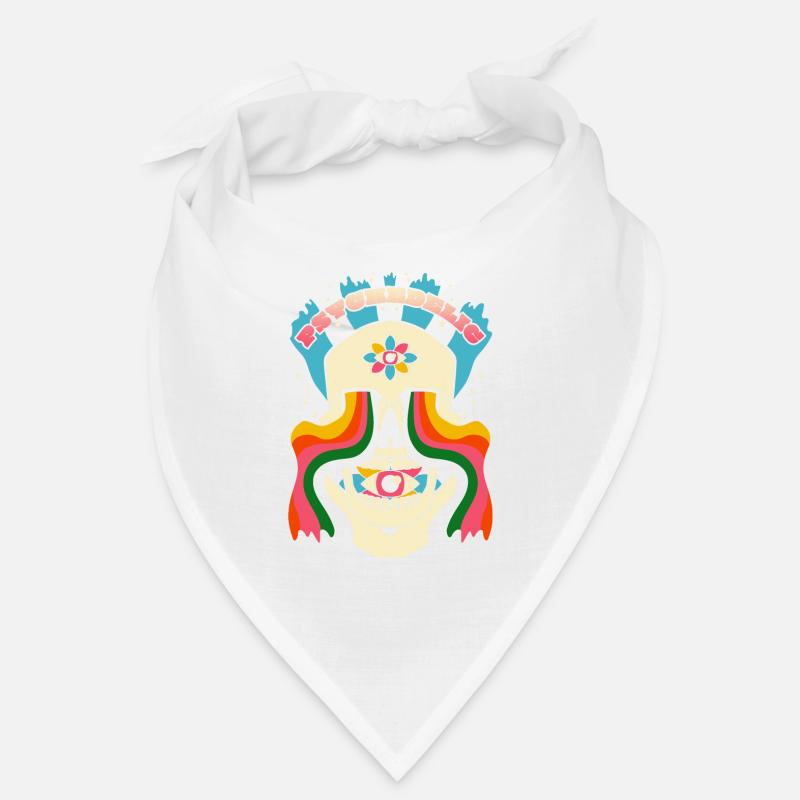 Psychedelic Skull Psychedelic Graphic - Bandana - white