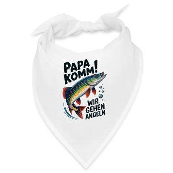 Papa komm wir gehen Angeln springender Hecht - Bandana - Weiß - Vorne