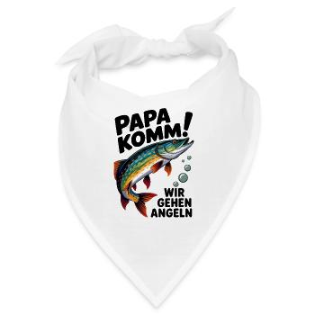 Papa komm wir gehen Angeln springender Hecht - Bandana - Weiß - Vorne