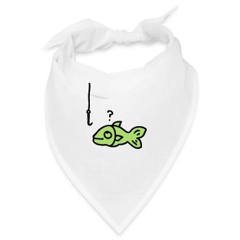 Fisch Angelhaken - Bandana - Weiß - Vorne
